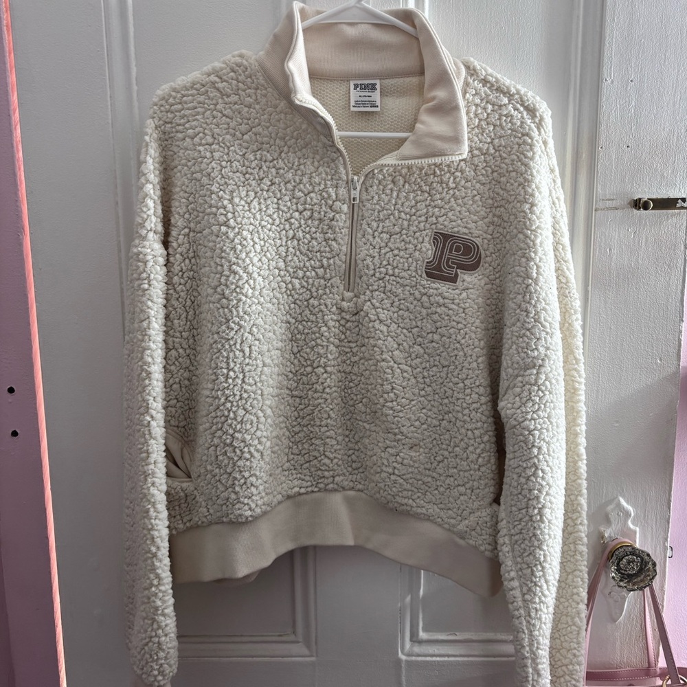 PINK Victoria's Secret Sherpa Quarter-Zip Jacket